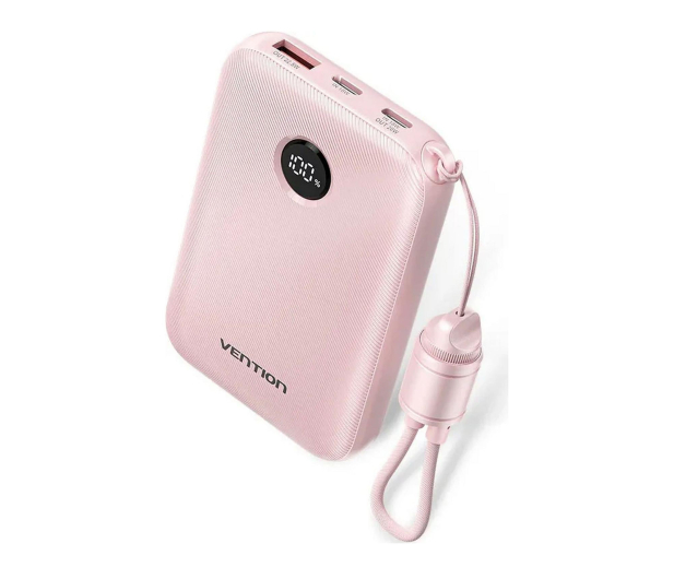 Vention Powerbank 10000mAh 2xUSB-C,USB-A z wyświetlaczem różowy - 1543380 - zdjęcie